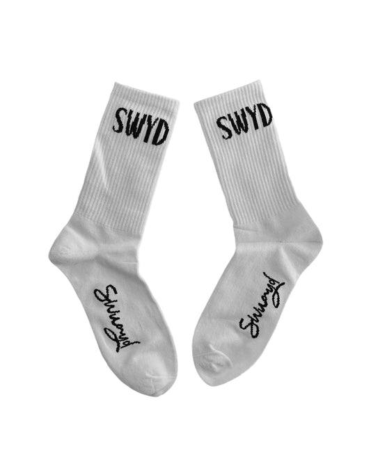 White/Black Logo Socks